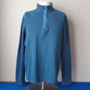 Hugo Boss Sweater Pullover XL Men Aqua Blue Cotton 1/4 Zip Regular Fit